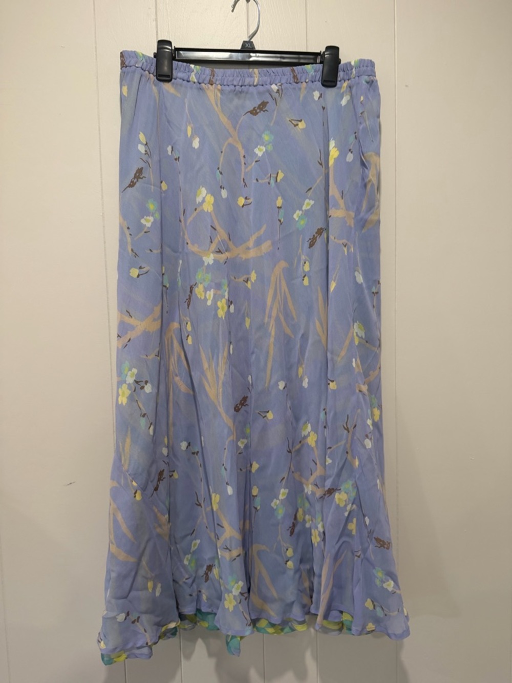 Light Blue Floral Maxi Skirt - Unbranded - Reversible